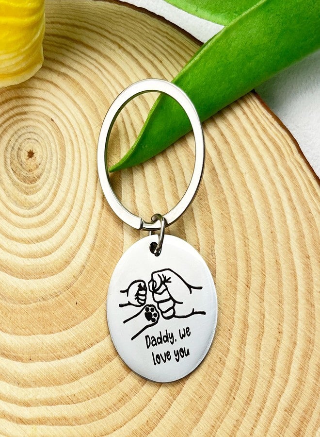 Dorla Cool Dad Birthday Gift Keychain Fist Bump with Paw Cute Keychain First Fathers Day Key Ring Best Daddy Gifts Ideas for Husband (one Child one pet) - Image 2